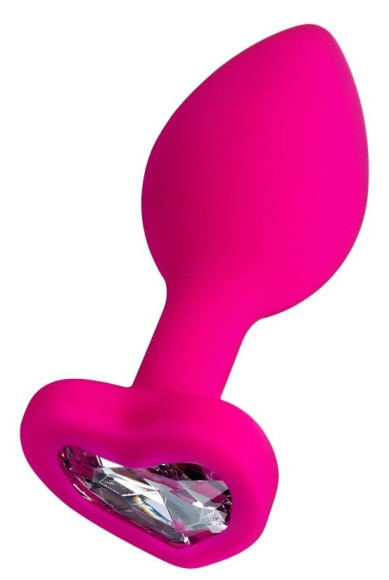 Розовая анальная втулка Diamond Heart с прозрачным кристаллом - 8 см. Розовая анальная втулка Diamond Heart с прозрачным кристаллом - 8 см.