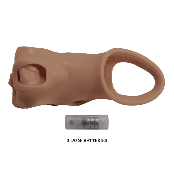 Карамельная удлиняющая насадка на пенис с вибрацией Карамельная удлиняющая насадка на пенис с вибрацией