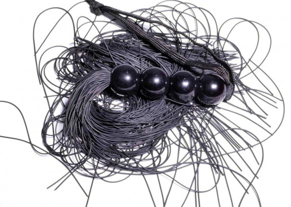 Черная силиконовая плеть - 37 см.