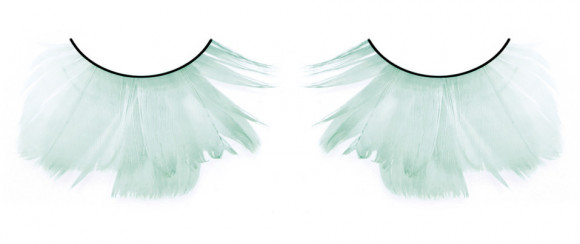 Бирюзовые пушистые ресницы из перьев