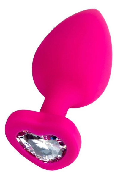 Розовая анальная втулка Diamond Heart с прозрачным кристаллом - 9,5 см. Розовая анальная втулка Diamond Heart с прозрачным кристаллом - 9,5 см.