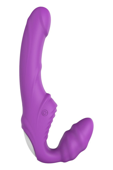 Фиолетовый безремневой вибрострапон DOUBLE DIPPER Фиолетовый безремневой вибрострапон DOUBLE DIPPER