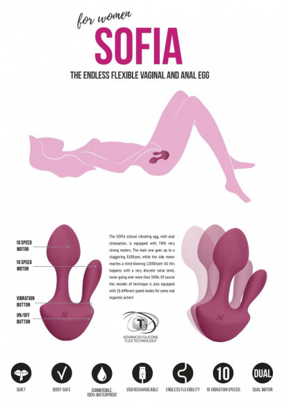 Розовый анально-вагинальный вибратор Sofia - 13 см. Розовый анально-вагинальный вибратор Sofia - 13 см.