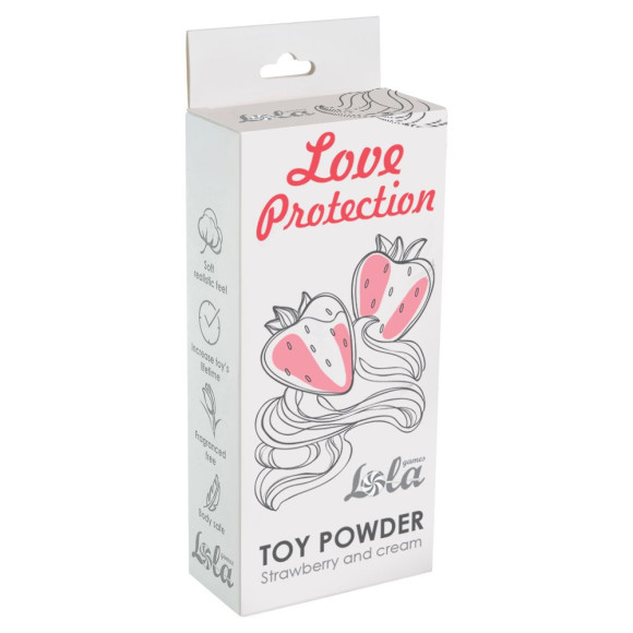 Пудра для игрушек Love Protection с ароматом клубники со сливками - 30 гр. Пудра для игрушек Love Protection с ароматом клубники со сливками - 30 гр.