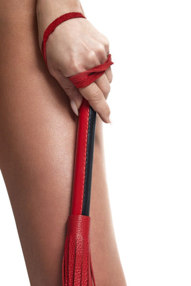 Красно-черный кожаный флоггер - 50 см.