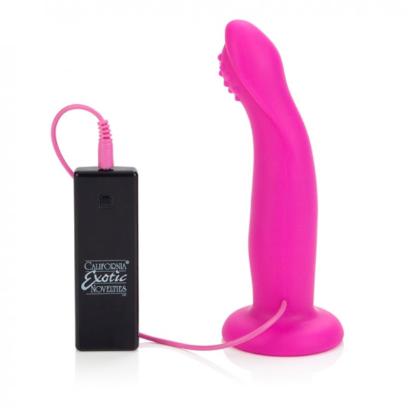 Розовый страпон с вибрацией 10-Function Love Rider G-Caress