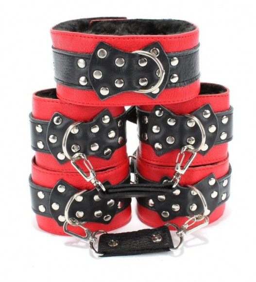 Набор красно-черных фиксаторов с меховым подкладом Набор красно-черных фиксаторов с меховым подкладом