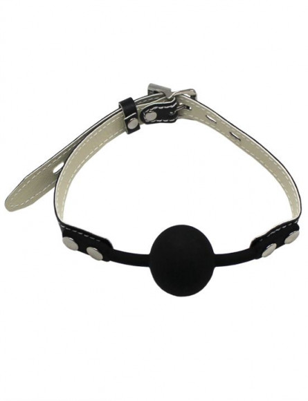 Черный силиконовый кляп с фиксацией и замочком