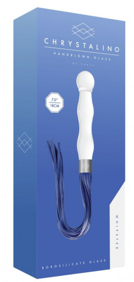 Белый анальный стимулятор-плеть Whipster с синими хвостами Белый анальный стимулятор-плеть Whipster с синими хвостами