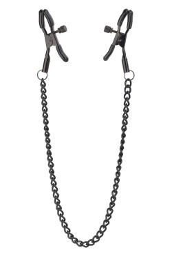 Черные зажимы на соски на цепочке Deluxe Nipple Clamps