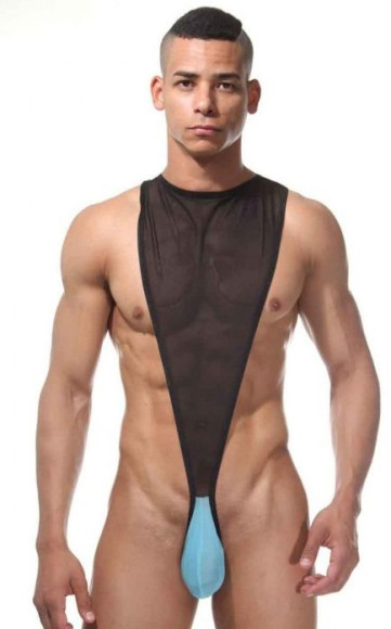 Мужское полупрозрачное боди с контрастной вставкой Мужское полупрозрачное боди с контрастной вставкой