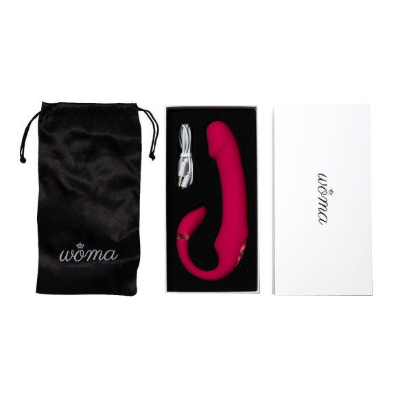 Красный вибратор Indira c гибким стимулятором клитора и нагревом - 18 см. Красный вибратор Indira c гибким стимулятором клитора и нагревом - 18 см.