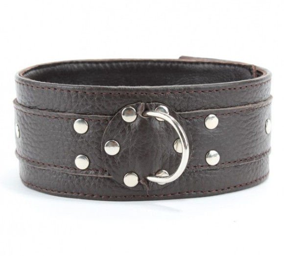 Коричневый широкий ошейник из мягкой кожи Коричневый широкий ошейник из мягкой кожи