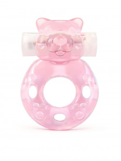 Розовое эрекционное виброкольцо в форме мишки Розовое эрекционное виброкольцо в форме мишки