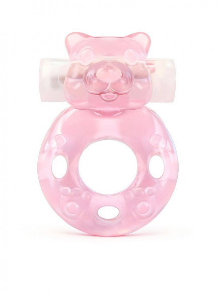 Розовое эрекционное виброкольцо в форме мишки Розовое эрекционное виброкольцо в форме мишки
