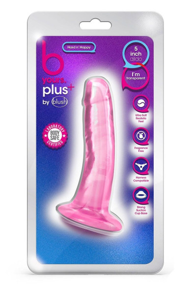 Розовый фаллоимитатор Hard N Happy - 13,9 см. Розовый фаллоимитатор Hard N Happy - 13,9 см.