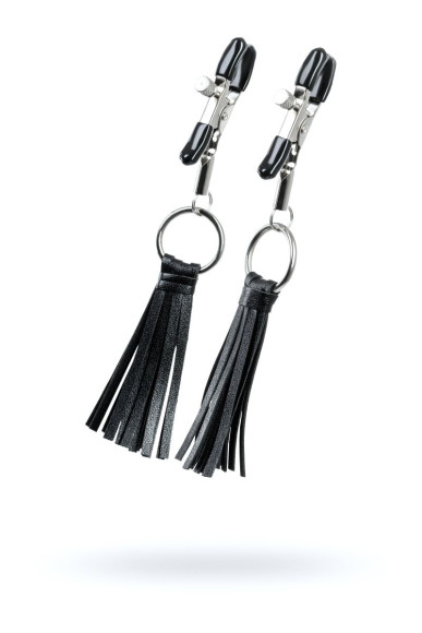 Черно-серебристые зажимы для сосков Theatre с кисточками Черно-серебристые зажимы для сосков Theatre с кисточками