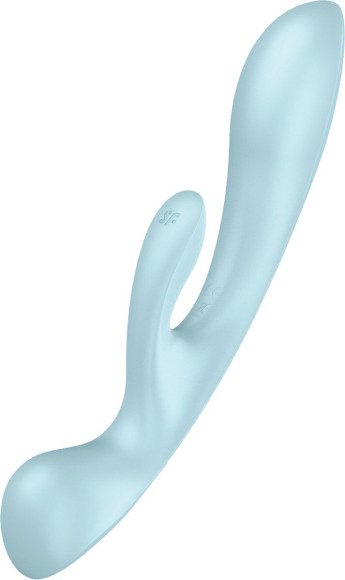 Голубой двусторонний вибратор-кролик Triple Oh Голубой двусторонний вибратор-кролик Triple Oh