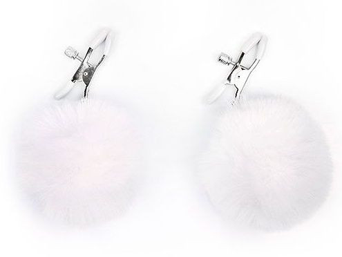 Зажимы для сосков с белым пушком Зажимы для сосков с белым пушком