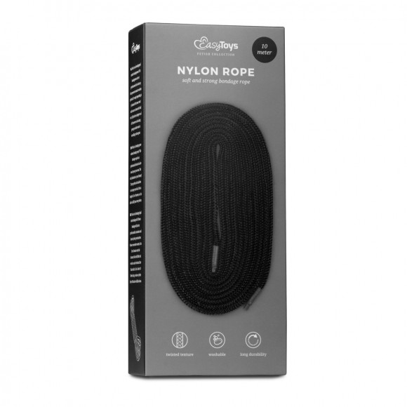 Черная веревка для бондажа Easytoys Bondage Rope - 10 м.