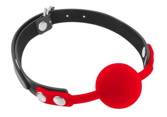 Красный кляп-шарик на черных ремешках Красный кляп-шарик на черных ремешках