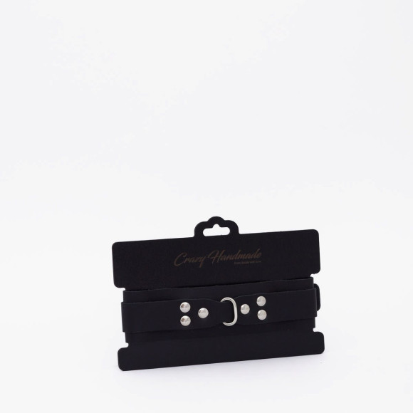 Черный ошейник из высококачественной натуральной кожи Черный ошейник из высококачественной натуральной кожи