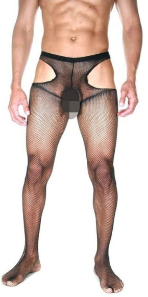Оригинальные мужские колготы в мелкую сетку с интимными вырезами Оригинальные мужские колготы в мелкую сетку с интимными вырезами