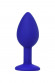 Синяя силиконовая анальная пробка Brilliant с прозрачным кристалллом - 7 см.