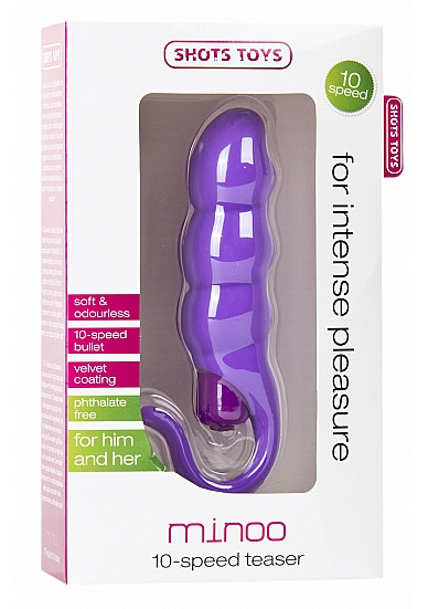 Фиолетовый вибратор со стимуляцией клитора Minoo - 18 см.