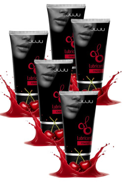 Набор из 5 съедобных лубрикантов JUJU со вкусом вишни Набор из 5 съедобных лубрикантов JUJU со вкусом вишни