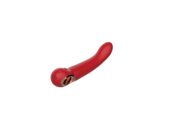 Красный силиконовый вибратор с загнутым кончиком - 22,1 см. Красный силиконовый вибратор с загнутым кончиком - 22,1 см.