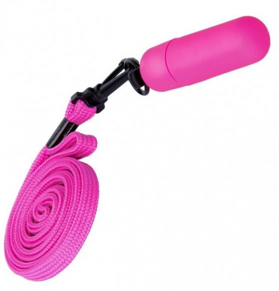 Розовая вибропуля на ремешке - 5,5 см.