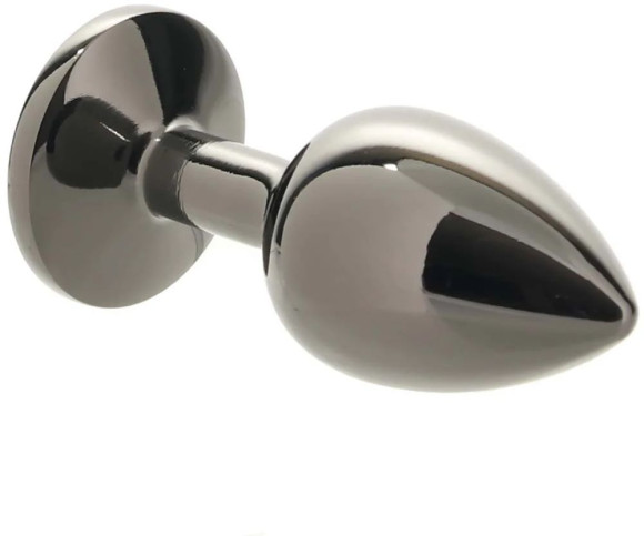 Черная алюминиевая анальная пробка с кристаллом - 7 см. Черная алюминиевая анальная пробка с кристаллом - 7 см.