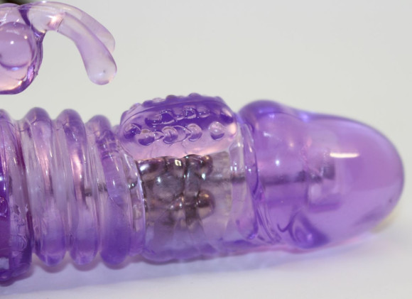 Фиолетовый виброкомпьютер с ротацией и режимом Up&Down - 23,5 см.