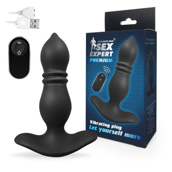 Черный анальный вибромассажер Sex Expert - 14,7 см. Черный анальный вибромассажер Sex Expert - 14,7 см.