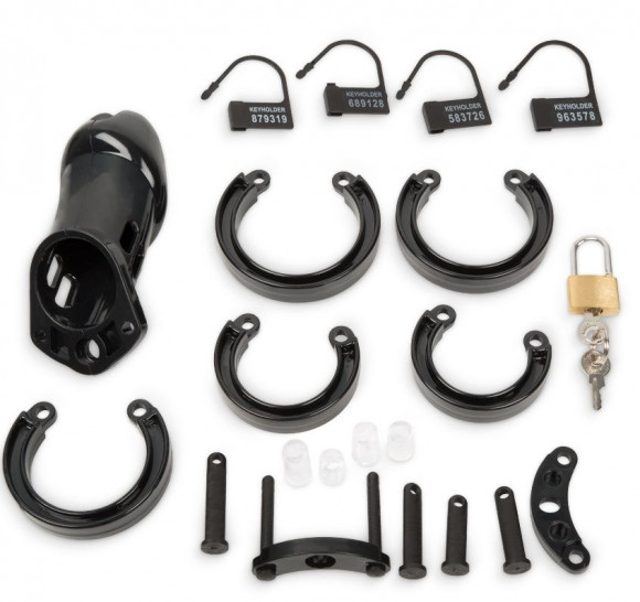 Черный мужской пояс верности на замочке