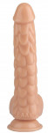 Телесный реалистичный фаллоимитатор с чешуйками на присоске - 24 см.