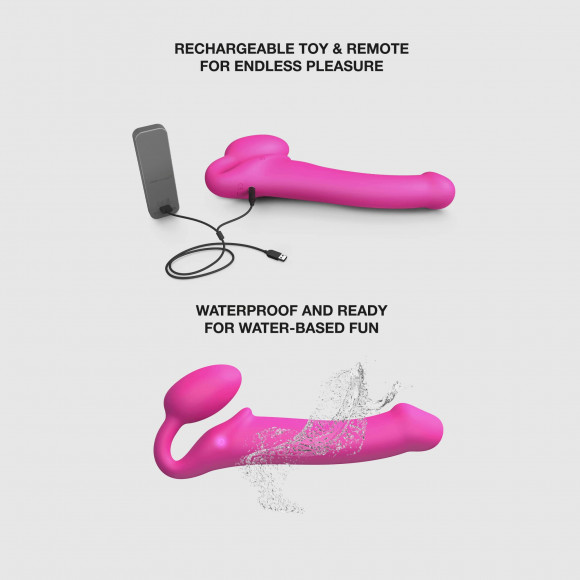 Ярко-розовый безремневой страпон Strap-on-me Vibrating Bendable Strap-On size L Ярко-розовый безремневой страпон Strap-on-me Vibrating Bendable Strap-On size L