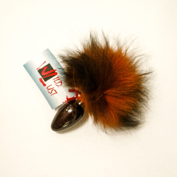 Анальная пробка с оранжево-черным заячьим хвостом - 8 см. Анальная пробка с оранжево-черным заячьим хвостом - 8 см.