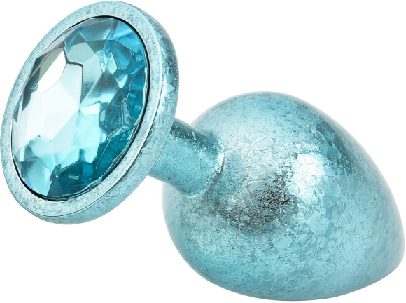 Голубая алюминиевая анальная пробка с кристаллом - 10 см. Голубая алюминиевая анальная пробка с кристаллом - 10 см.