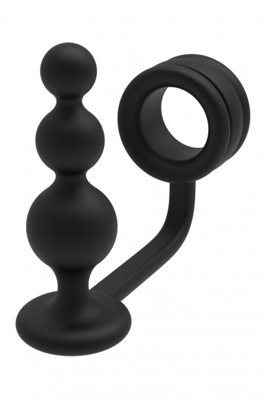 Черное эрекционное кольцо с анальной елочкой Cockring With Beaded Anal Plug Черное эрекционное кольцо с анальной елочкой Cockring With Beaded Anal Plug