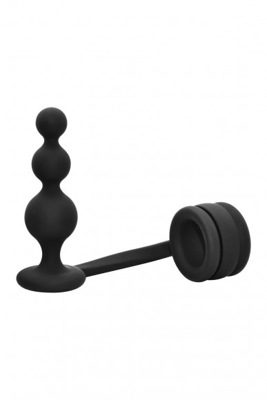 Черное эрекционное кольцо с анальной елочкой Cockring With Beaded Anal Plug Черное эрекционное кольцо с анальной елочкой Cockring With Beaded Anal Plug