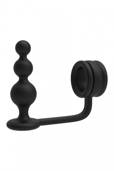Черное эрекционное кольцо с анальной елочкой Cockring With Beaded Anal Plug Черное эрекционное кольцо с анальной елочкой Cockring With Beaded Anal Plug