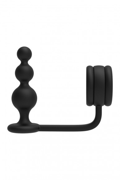 Черное эрекционное кольцо с анальной елочкой Cockring With Beaded Anal Plug Черное эрекционное кольцо с анальной елочкой Cockring With Beaded Anal Plug