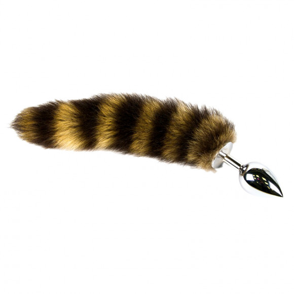 Большая серебристая анальная пробка с полосатым хвостом 