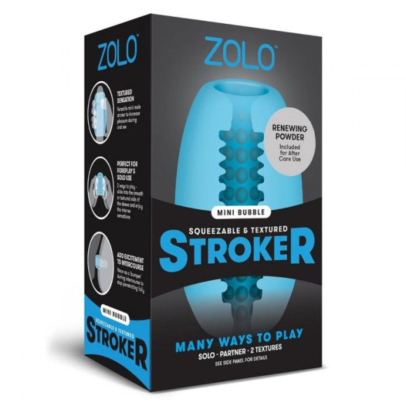 Голубой двусторонний мастурбатор MINI BUBBLE Голубой двусторонний мастурбатор MINI BUBBLE