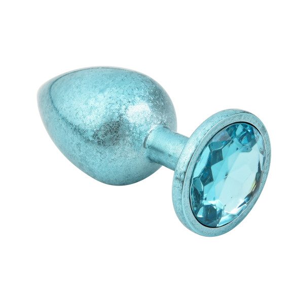 Голубая алюминиевая анальная пробка с кристаллом - 6 см. Голубая алюминиевая анальная пробка с кристаллом - 6 см.