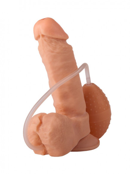 Фаллоимитатор-реалистик на присоске с грушей - 16,5 см. Фаллоимитатор-реалистик на присоске с грушей - 16,5 см.