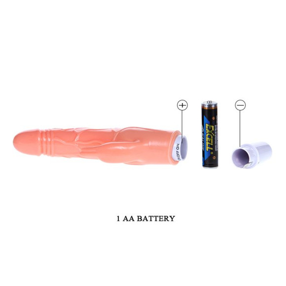 Телесный реалистичный вибратор с клиторальным отростком - 20,7 см.