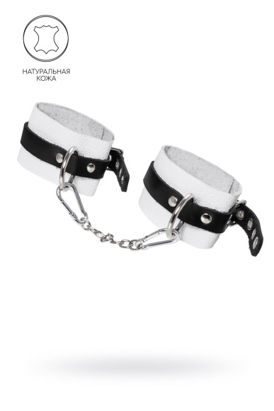 Бело-черные мягкие оковы с одним ремешком и люверсами Бело-черные мягкие оковы с одним ремешком и люверсами